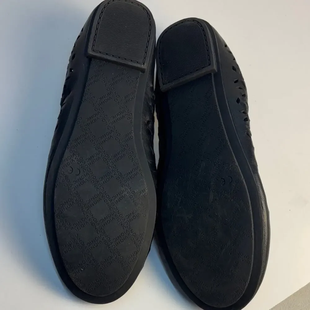 Vionic Whisper Flats Womens Size 9.5 Black Laser Cut Perforated Comfort Slip On